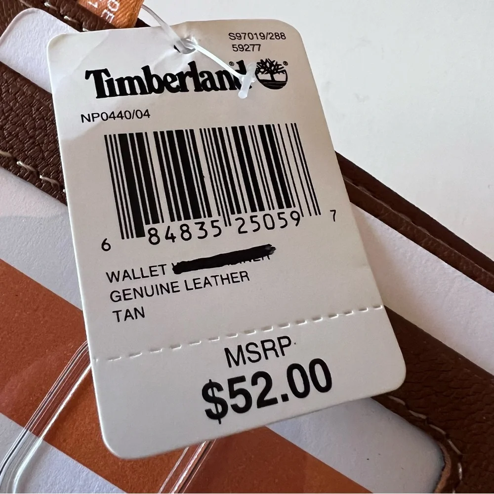 TIMBERLAND MENS LEATHER BIFOLD WALLET TAN NWT